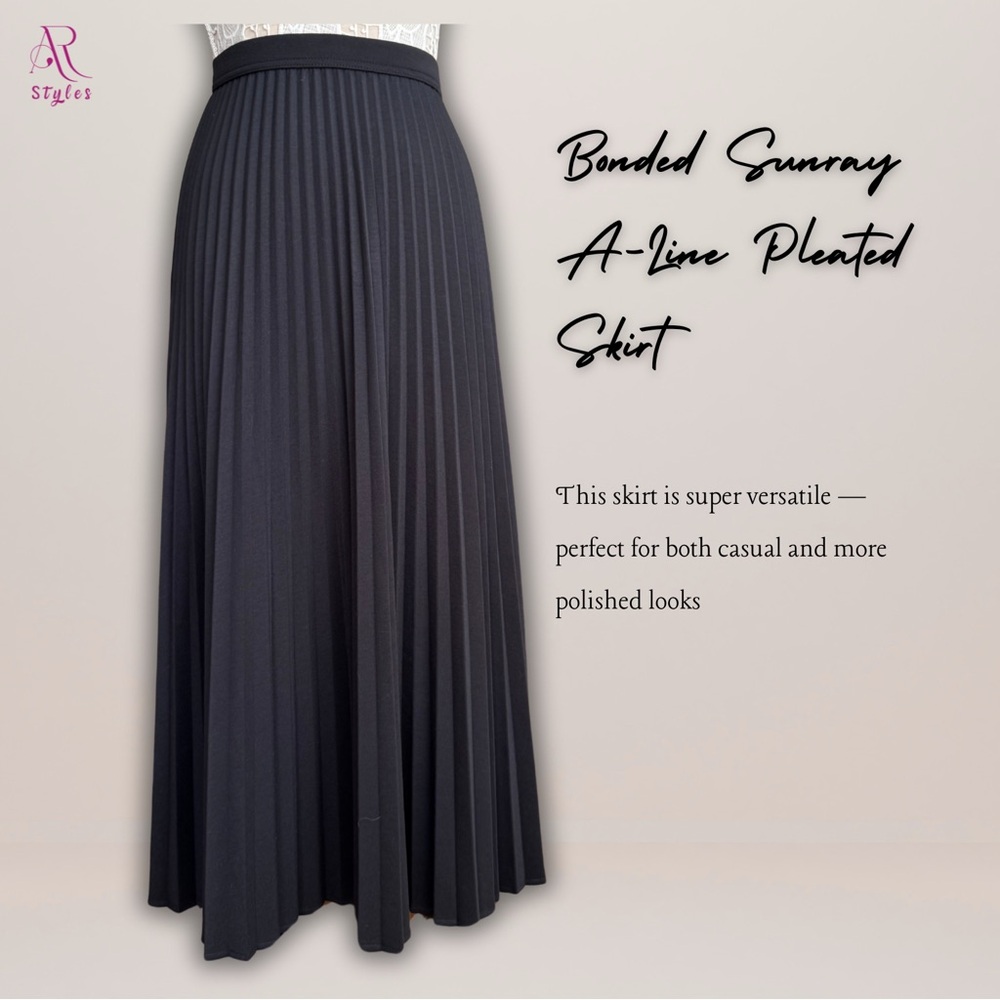 NWT Bonded Jersey Black Pleated Modest Skirt